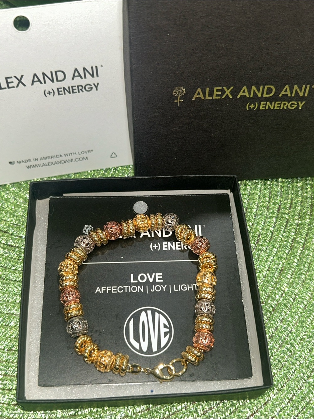 Alex and Ani Tri-Tone Love Beaded Energy Bracelet - Gold, Silver & Rose Gold NWT